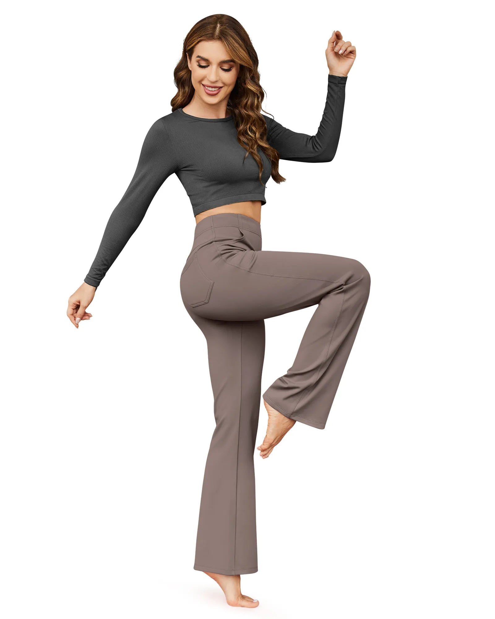 G4Free Activewear - Fleece Lined High-Waist Flare Work Pants -GF23A192AA-S-GF23A167AA-S-GF23A193AA-S-GF23A192AB-M-GF23A167AB-M