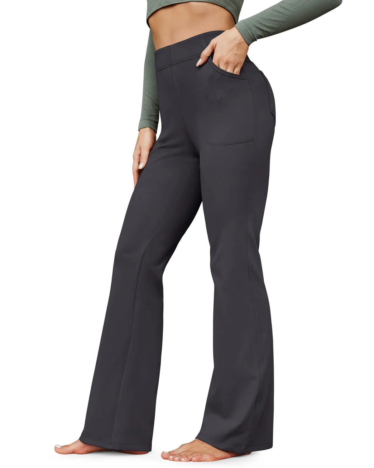 G4Free Activewear - Fleece Lined High-Waist Flare Work Pants -GF23A192AA-S-GF23A167AA-S-GF23A193AA-S-GF23A192AB-M-GF23A167AB-M