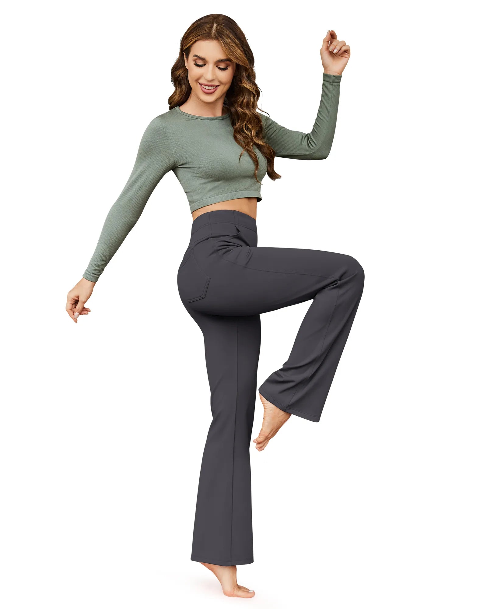 G4Free Activewear - Fleece Lined High-Waist Flare Work Pants -GF23A192AA-S-GF23A167AA-S-GF23A193AA-S-GF23A192AB-M-GF23A167AB-M