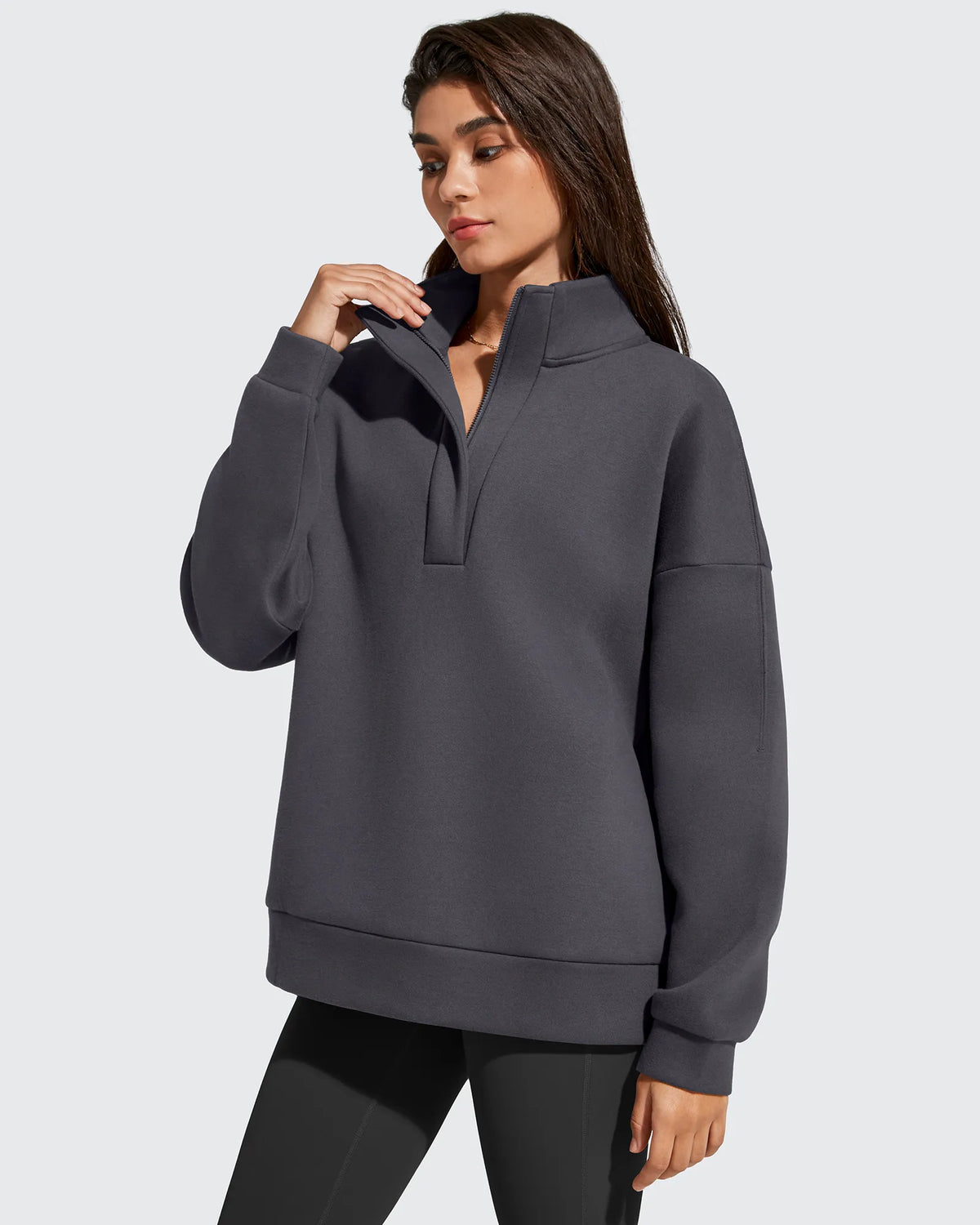 G4Free Activewear - Flurrylux Fleece Lined Half Zip Oversized Sweatshirts -GF25F758AA-S-GF25F758AB-M-GF25F758AC-L-GF25F758AD-XL-GF25F758AE-XXL