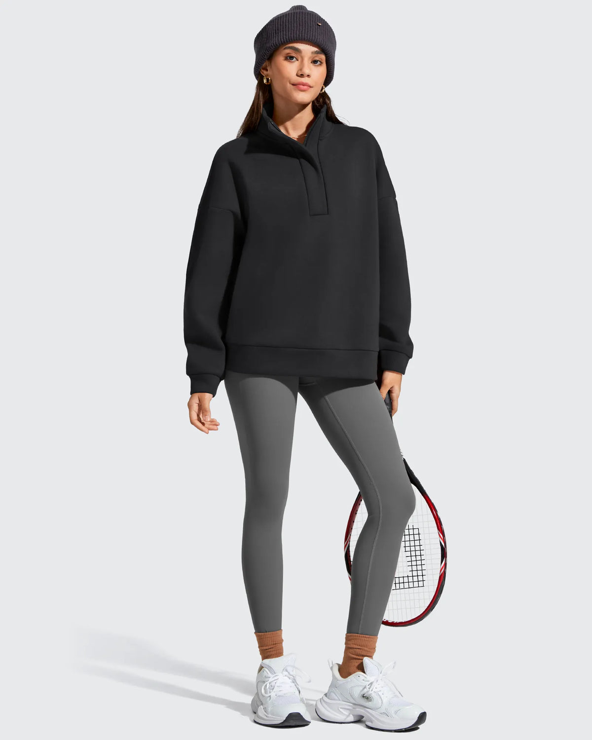 G4Free Activewear - Flurrylux Fleece Lined Half Zip Oversized Sweatshirts -GF25F758AA-S-GF25F758AB-M-GF25F758AC-L-GF25F758AD-XL-GF25F758AE-XXL