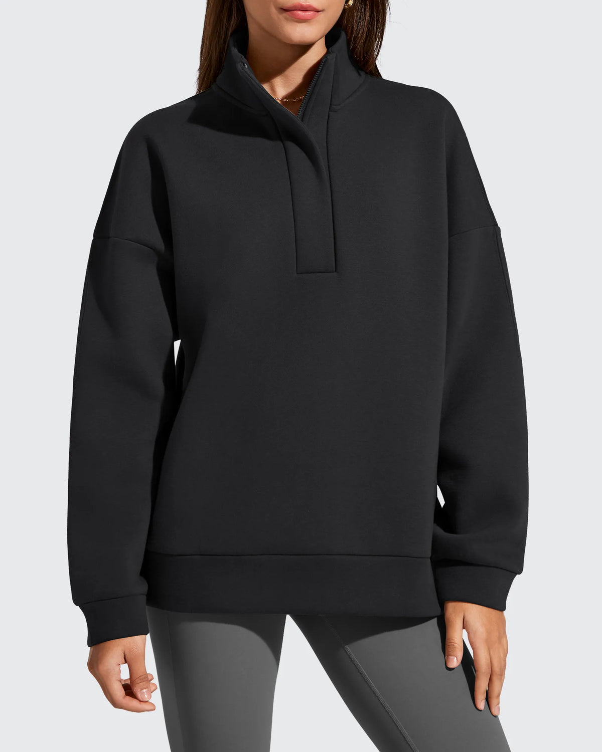 G4Free Activewear - Flurrylux Fleece Lined Half Zip Oversized Sweatshirts -GF25F758AA-S-GF25F758AB-M-GF25F758AC-L-GF25F758AD-XL-GF25F758AE-XXL