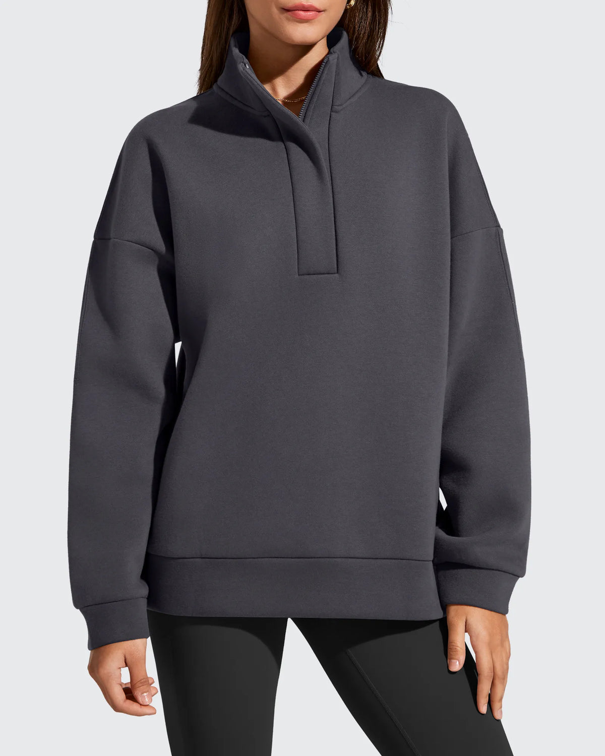 G4Free Activewear - Flurrylux Fleece Lined Half Zip Oversized Sweatshirts -GF25F758AA-S-GF25F758AB-M-GF25F758AC-L-GF25F758AD-XL-GF25F758AE-XXL
