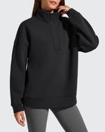 G4Free Activewear - Flurrylux Fleece Lined Half Zip Oversized Sweatshirts -GF25F758AA-S-GF25F758AB-M-GF25F758AC-L-GF25F758AD-XL-GF25F758AE-XXL