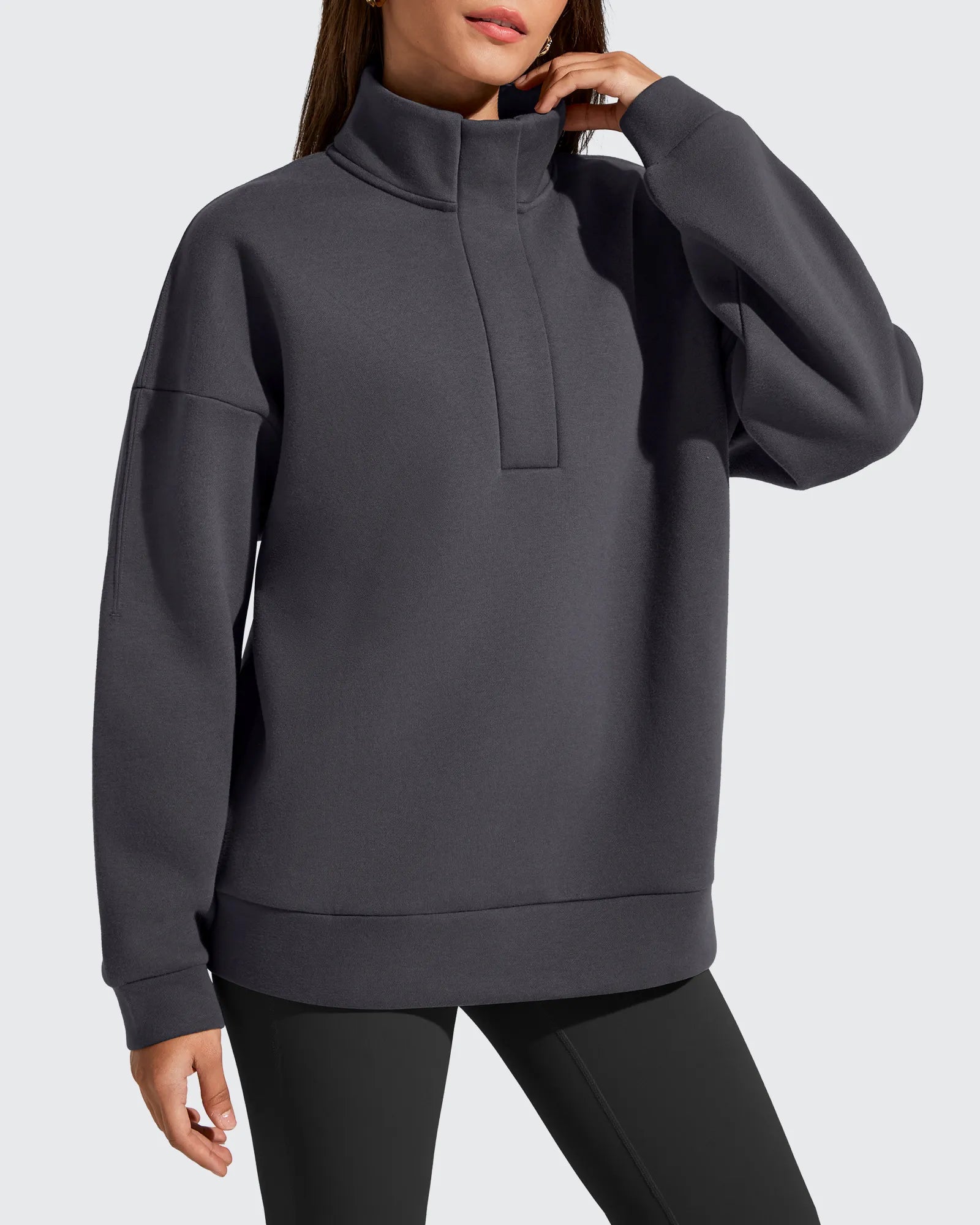 G4Free Activewear - Flurrylux Fleece Lined Half Zip Oversized Sweatshirts -GF25F758AA-S-GF25F758AB-M-GF25F758AC-L-GF25F758AD-XL-GF25F758AE-XXL