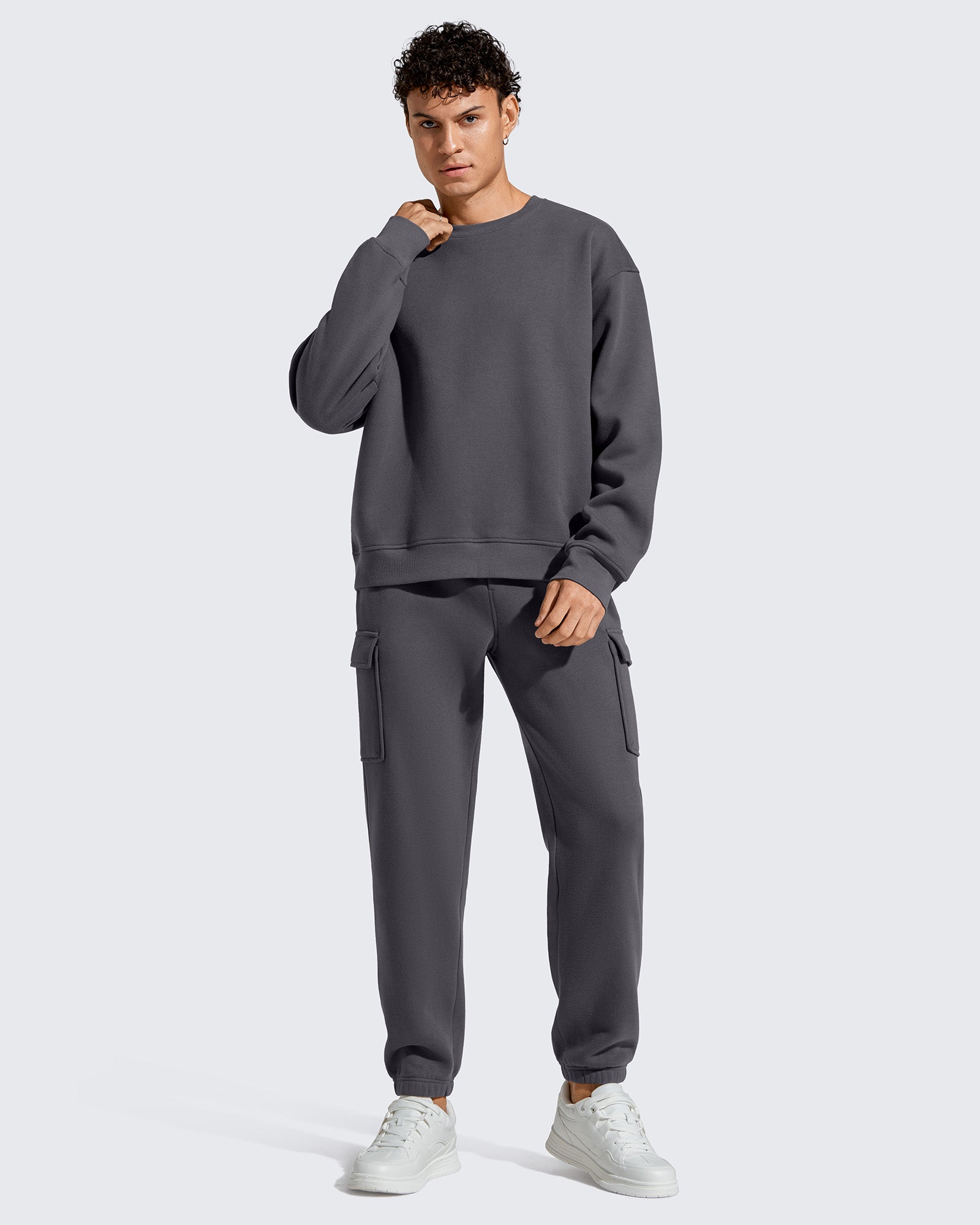 G4Free Activewear - Flurrylux Men's Cotton Fleece Lined Crewneck Pullover -GF25FM680AF-XS-GF25FM680AA-S-GF25FM680AB-M-GF25FM680AC-L-GF25FM680AD-XL