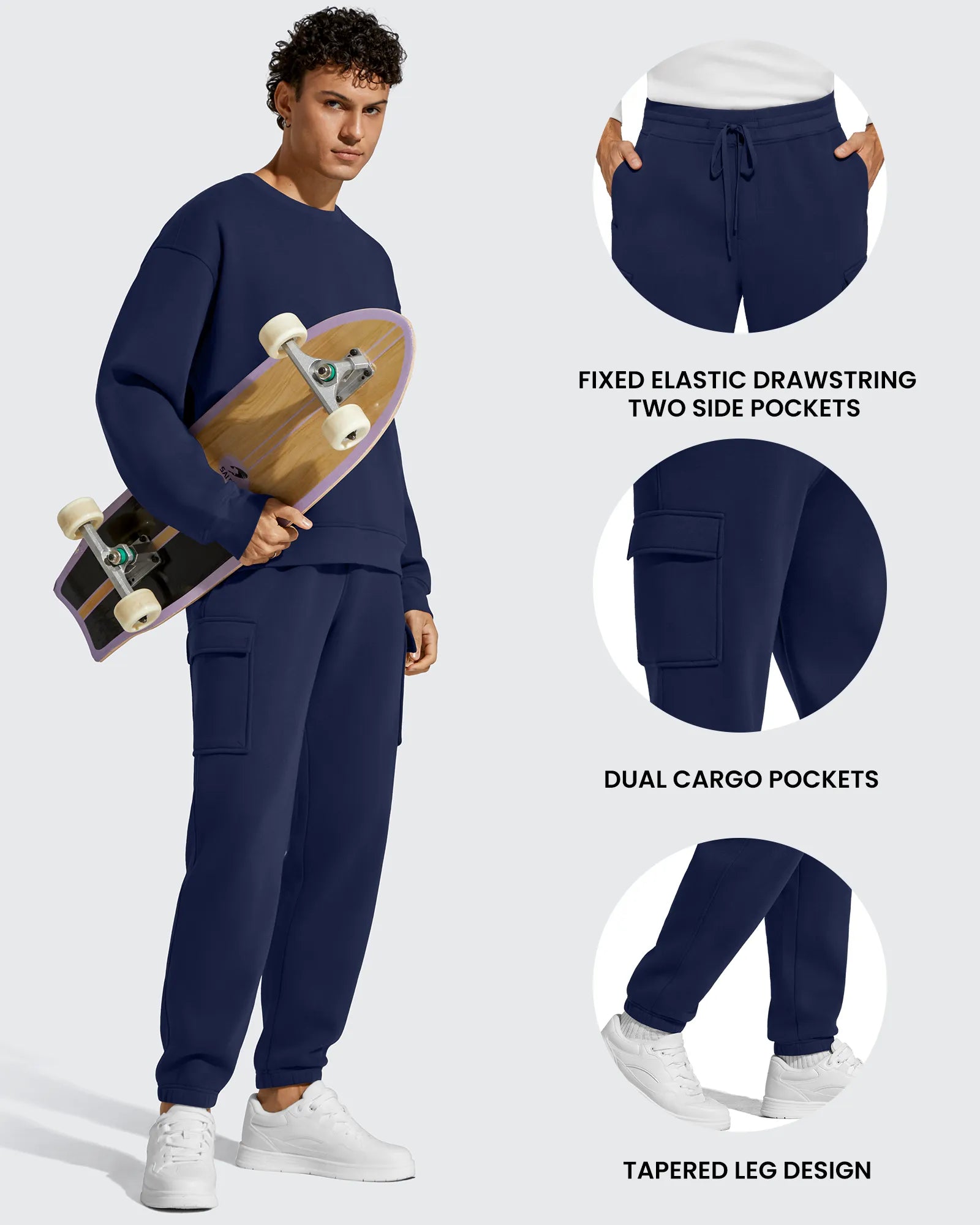 G4Free Activewear - Flurrylux Men's Cotton Fleece-Lined  Drawstring Cargo Pants -GF25DM689BA-S-GF25DM690BA-S-GF25DM689BB-M-GF25DM690BB-M-GF25DM689BC-L