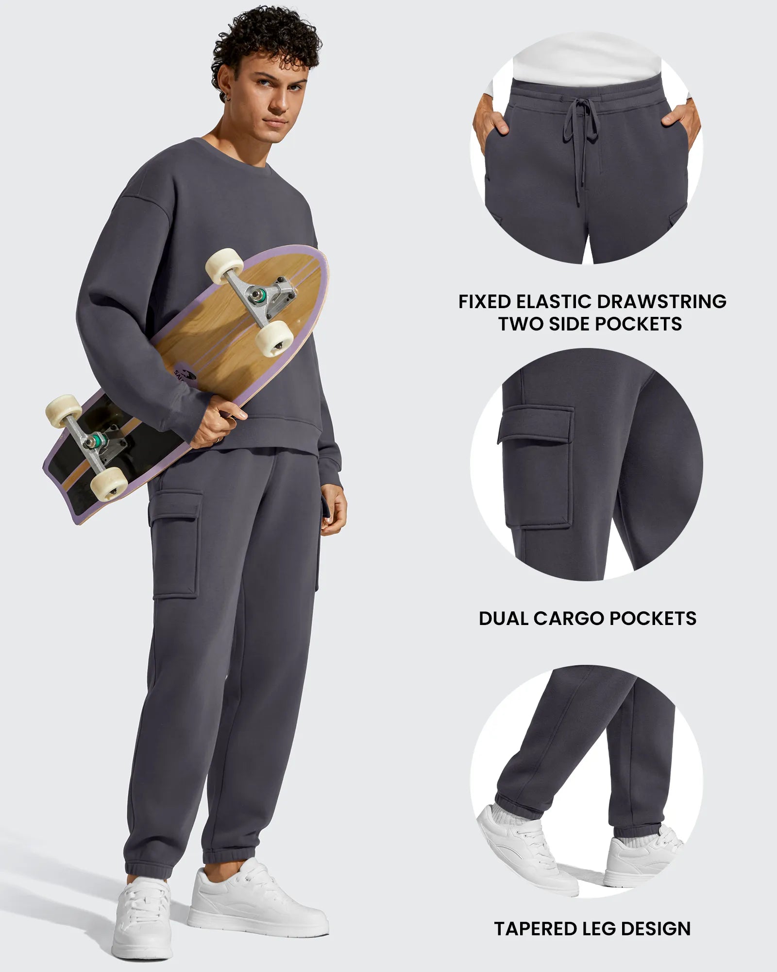 G4Free Activewear - Flurrylux Men's Cotton Fleece-Lined  Drawstring Cargo Pants -GF25DM689BA-S-GF25DM690BA-S-GF25DM689BB-M-GF25DM690BB-M-GF25DM689BC-L