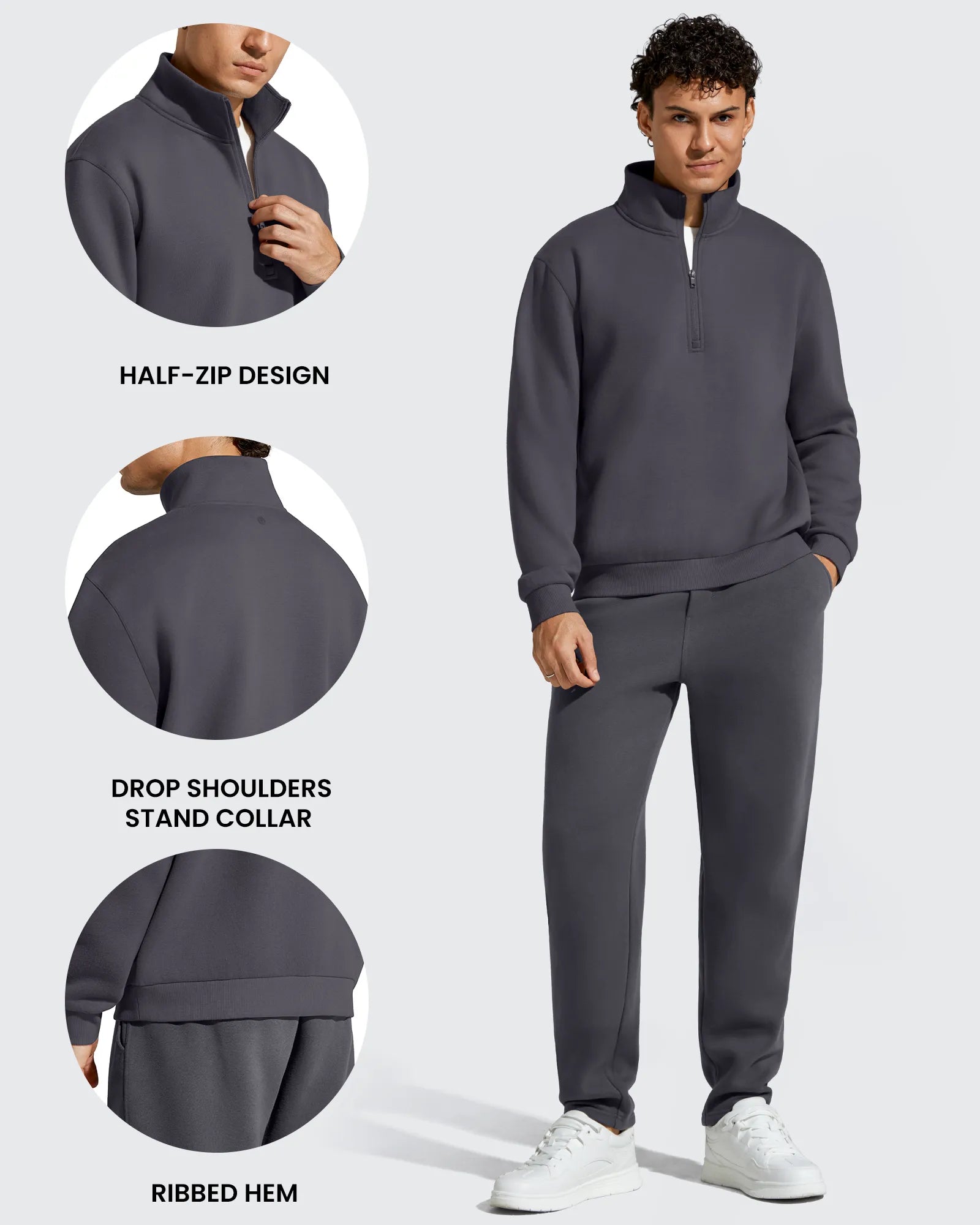 G4Free Activewear - Flurrylux Men's Fleece Lined Half Zip Pullover Hoodies -GF25FM740AA-S-GF25FM740AB-M-GF25FM740AC-L-GF25FM740AD-XL-GF25FM740AE-XXL