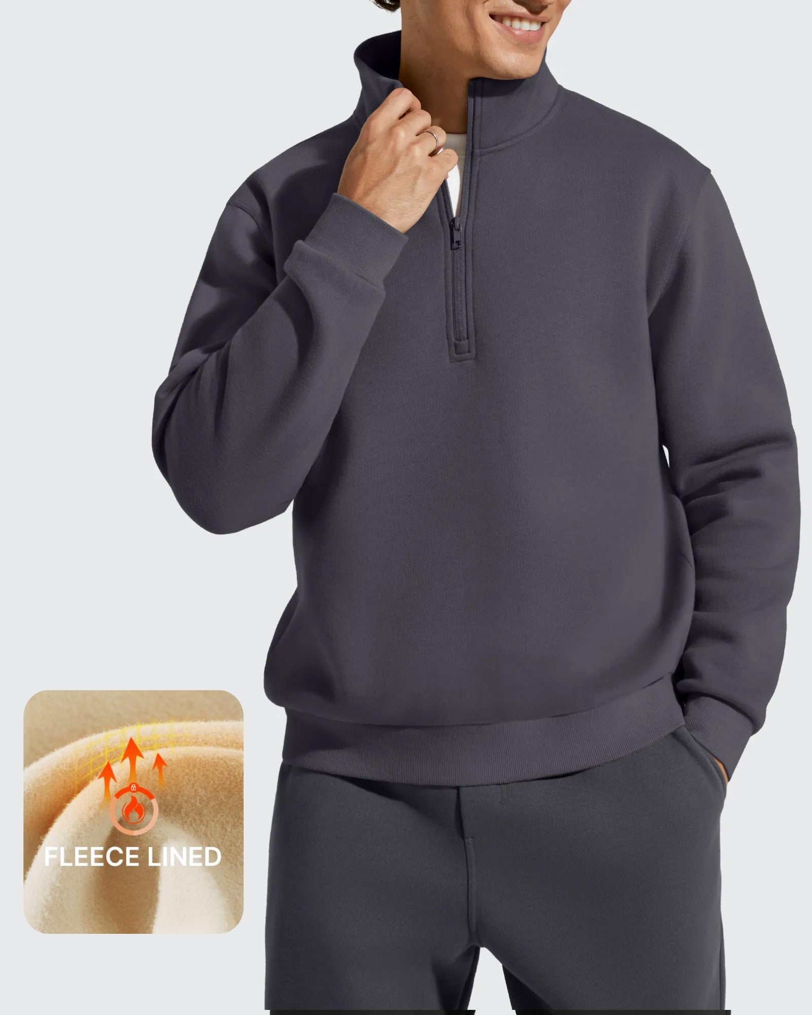 G4Free Activewear - Flurrylux Men's Fleece Lined Half Zip Pullover Hoodies -GF25FM740AA-S-GF25FM740AB-M-GF25FM740AC-L-GF25FM740AD-XL-GF25FM740AE-XXL