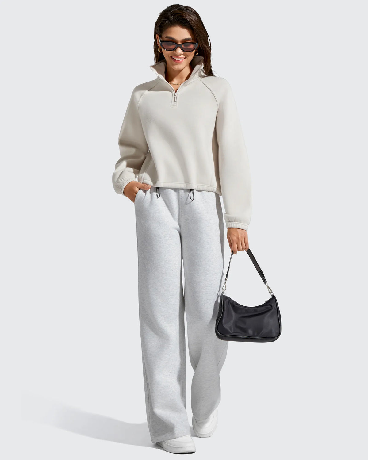 G4Free Activewear - Flurrylux Mock Neck Cropped Pullover Fleece Lined Sweatshirts -GF25F741AA-S-GF25F741AB-M-GF25F741AC-L-GF25F741AD-XL-GF25F741AE-XXL