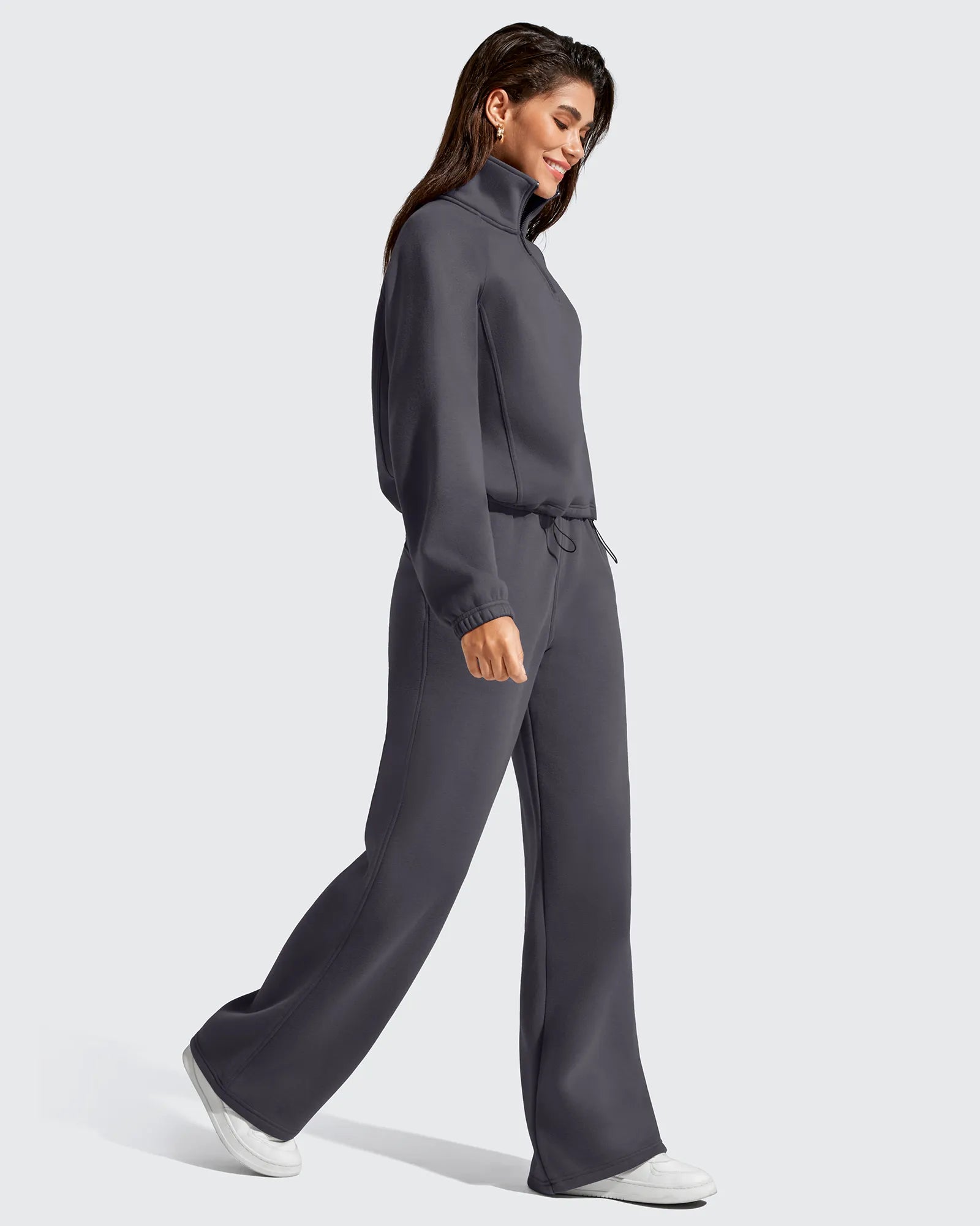 G4Free Activewear - Flurrylux Mock Neck Cropped Pullover Fleece Lined Sweatshirts -GF25F741AA-S-GF25F741AB-M-GF25F741AC-L-GF25F741AD-XL-GF25F741AE-XXL