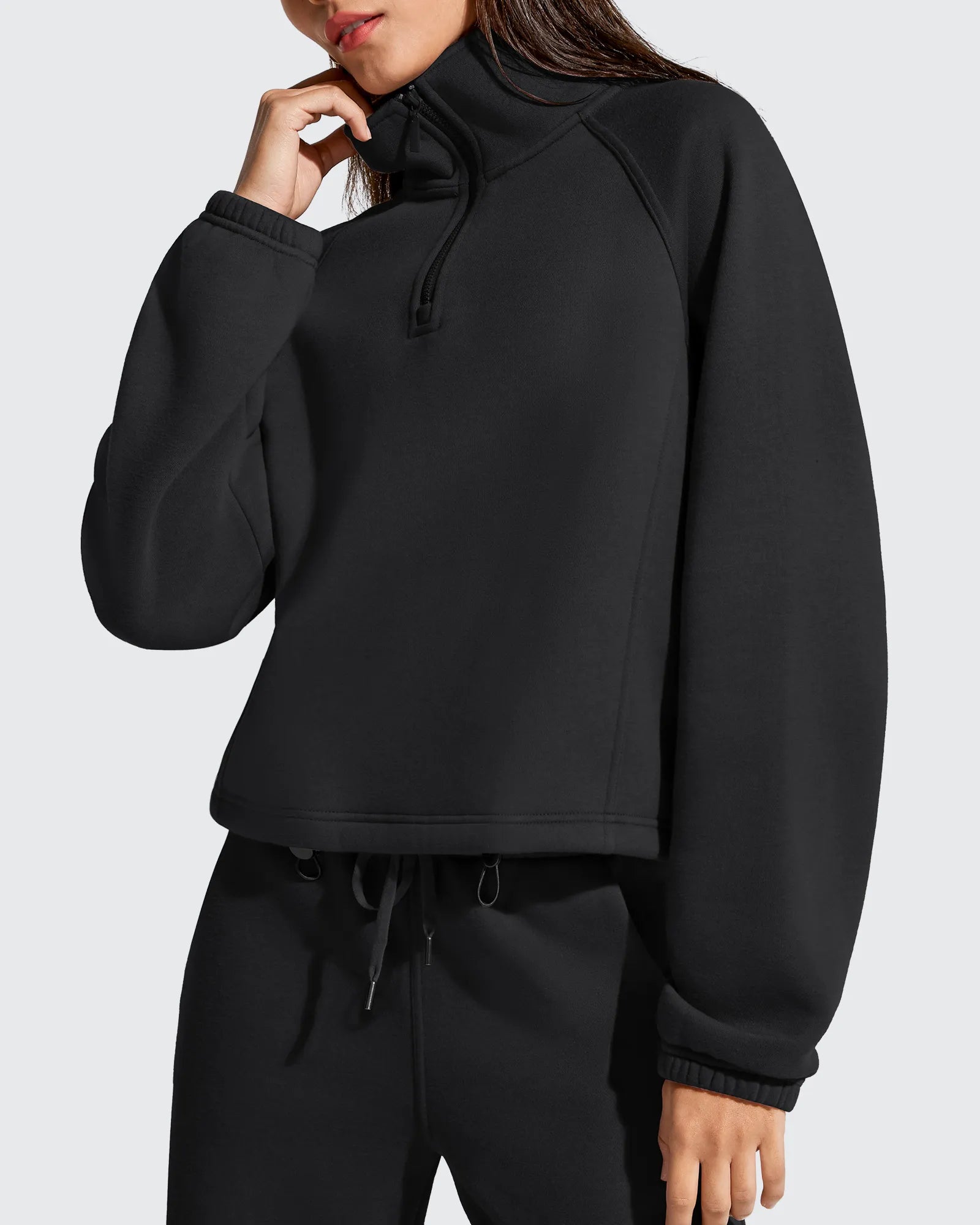 G4Free Activewear - Flurrylux Mock Neck Cropped Pullover Fleece Lined Sweatshirts -GF25F741AA-S-GF25F741AB-M-GF25F741AC-L-GF25F741AD-XL-GF25F741AE-XXL