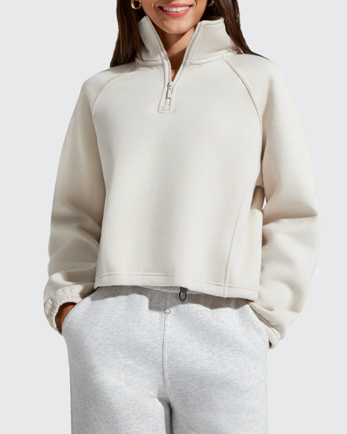 G4Free Activewear - Flurrylux Mock Neck Cropped Pullover Fleece Lined Sweatshirts -GF25F741AA-S-GF25F741AB-M-GF25F741AC-L-GF25F741AD-XL-GF25F741AE-XXL