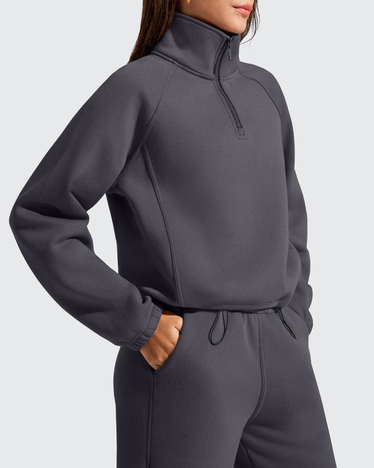 G4Free Activewear - Flurrylux Mock Neck Cropped Pullover Fleece Lined Sweatshirts -GF25F741AA-S-GF25F741AB-M-GF25F741AC-L-GF25F741AD-XL-GF25F741AE-XXL