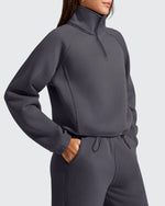 G4Free Activewear - Flurrylux Mock Neck Cropped Pullover Fleece Lined Sweatshirts -GF25F741AA-S-GF25F741AB-M-GF25F741AC-L-GF25F741AD-XL-GF25F741AE-XXL