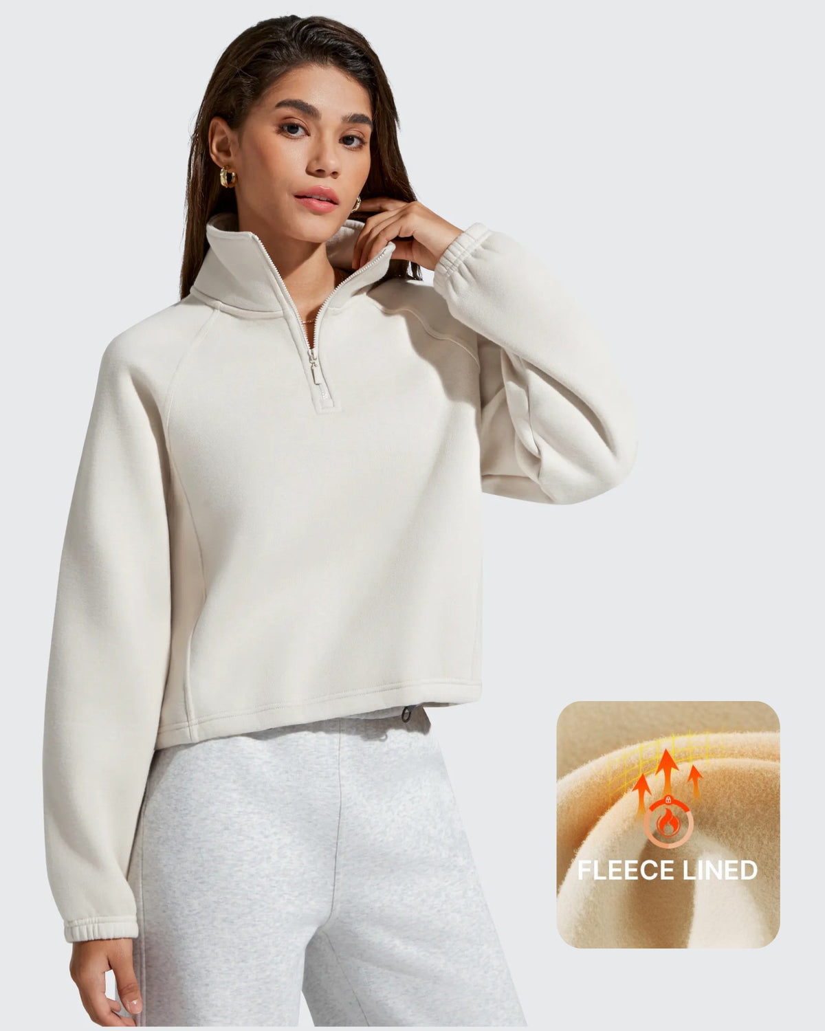 G4Free Activewear - Flurrylux Mock Neck Cropped Pullover Fleece Lined Sweatshirts -GF25F741AA-S-GF25F741AB-M-GF25F741AC-L-GF25F741AD-XL-GF25F741AE-XXL