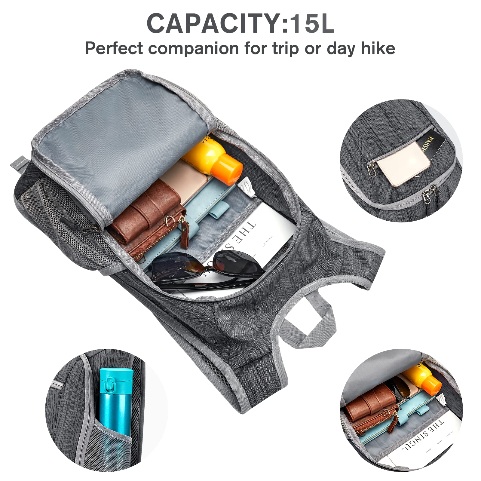 G4Free Activewear - G4Free 10L/15L Lightweight Hiking Backpack -TN22B044A-TN23B214A-TN24B381A-TN22B044D-TN23B214D