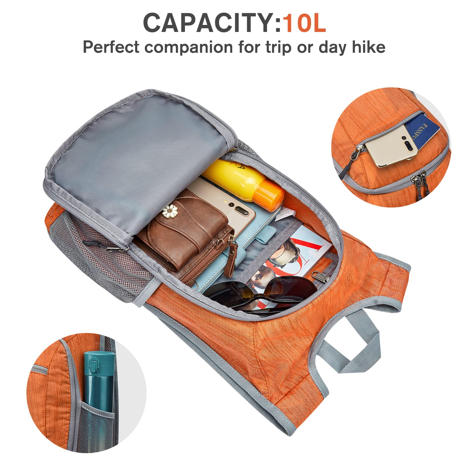 G4Free Activewear - G4Free 10L/15L Lightweight Hiking Backpack -TN22B044A-TN23B214A-TN24B381A-TN22B044E-TN23B214E