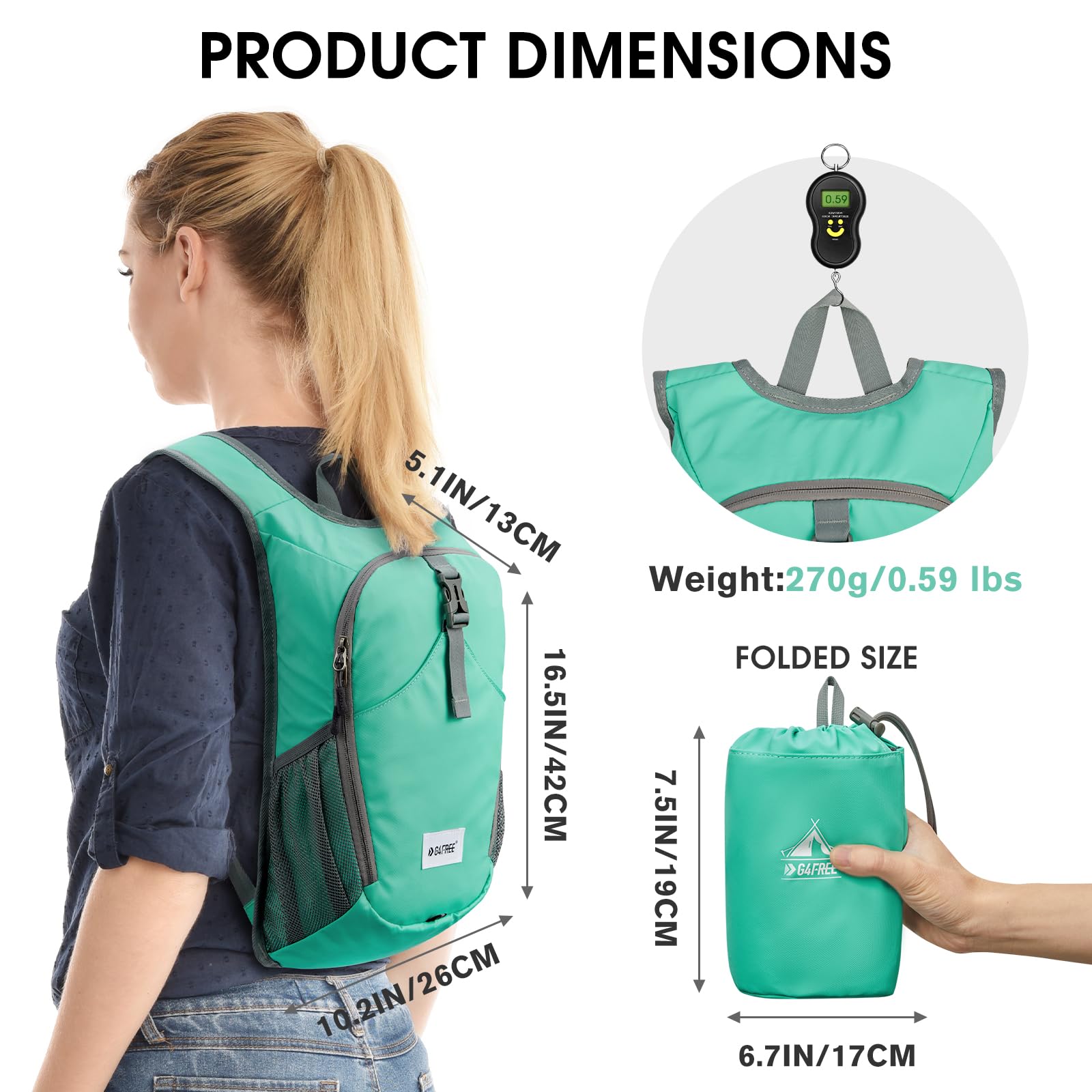 G4Free Activewear - G4Free 10L Lightweight Small Hiking Backpack -TN23B228A-TN23B228C-TN23B228B