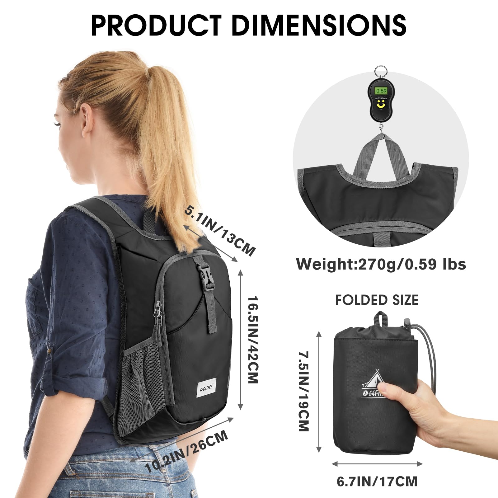 G4Free Activewear - G4Free 10L Lightweight Small Hiking Backpack -TN23B228A-TN23B228C-TN23B228B