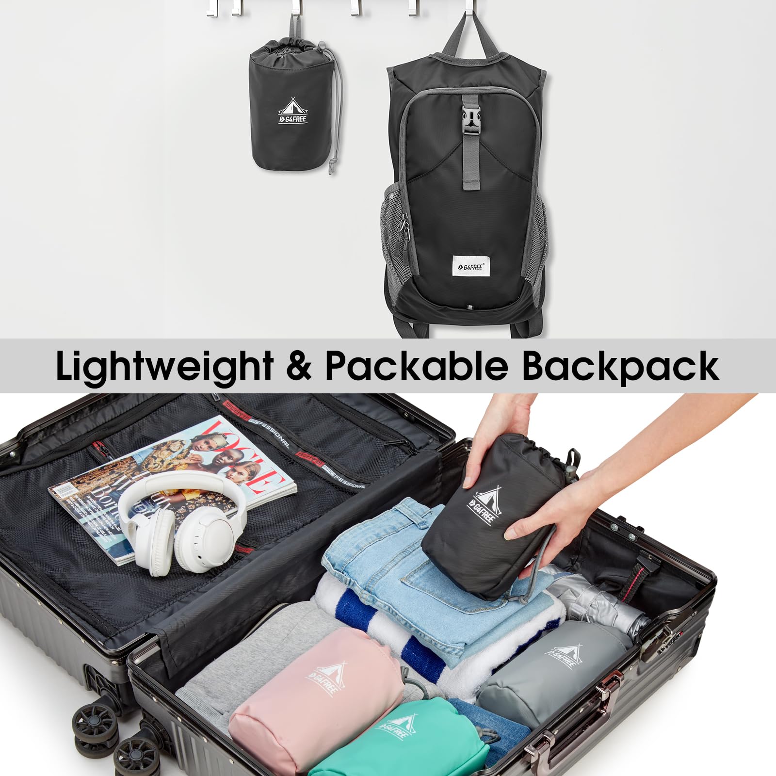 G4Free Activewear - G4Free 10L Lightweight Small Hiking Backpack -TN23B228A-TN23B228C-TN23B228B