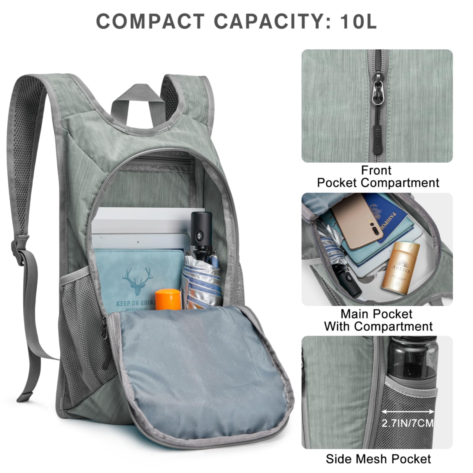 G4Free Activewear - G4Free 10L Small Travel Hiking Daypack -TN22B157E-TN22B157A-TN22B157G-TN22B157B-TN22B157J