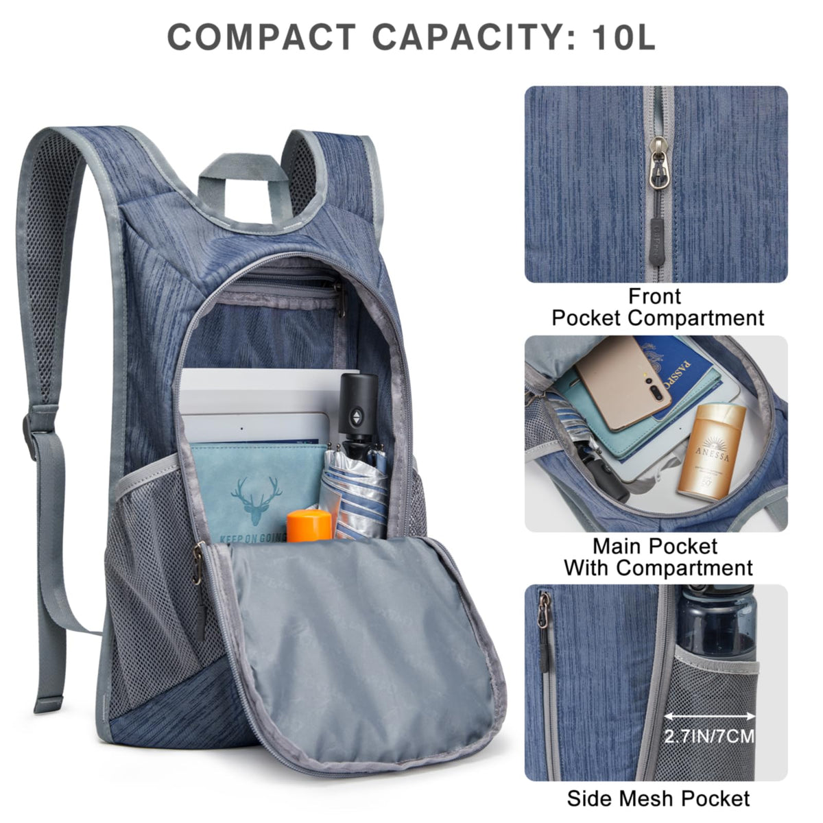 G4Free Activewear - G4Free 10L Small Travel Hiking Daypack -TN22B157E-TN22B157A-TN22B157G-TN22B157B-TN22B157J