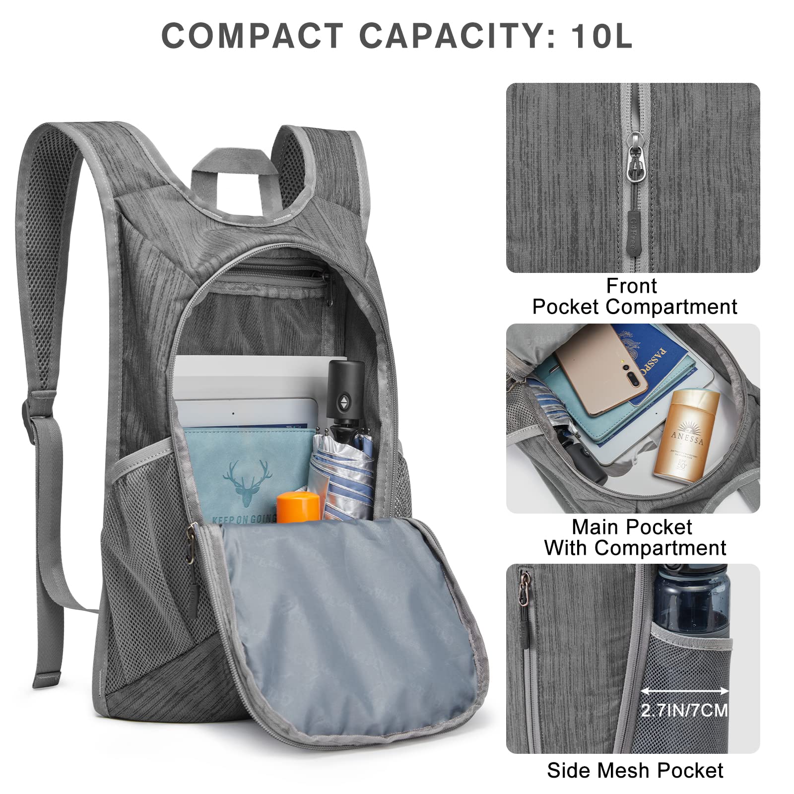 G4Free Activewear - G4Free 10L Small Travel Hiking Daypack -TN22B157E-TN22B157A-TN22B157G-TN22B157B-TN22B157J