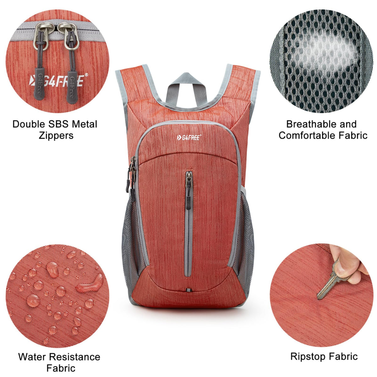 G4Free Activewear - G4Free 10L Small Travel Hiking Daypack -TN22B157E-TN22B157A-TN22B157G-TN22B157B-TN22B157J