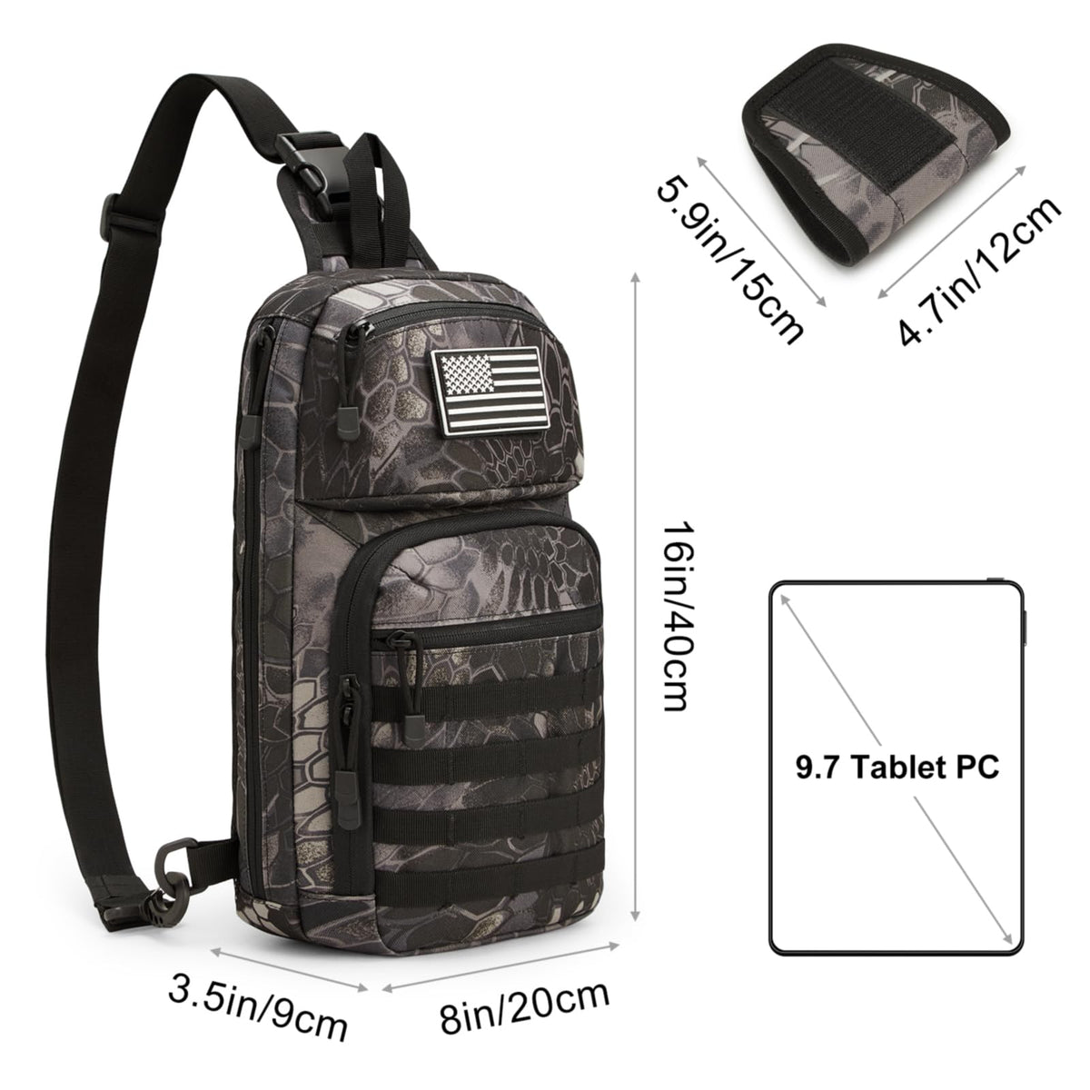 G4Free Activewear - G4Free 10L Tactical EDC Sling Bag -TN23B216B-TN23B216D-TN23B216C-TN23B216A