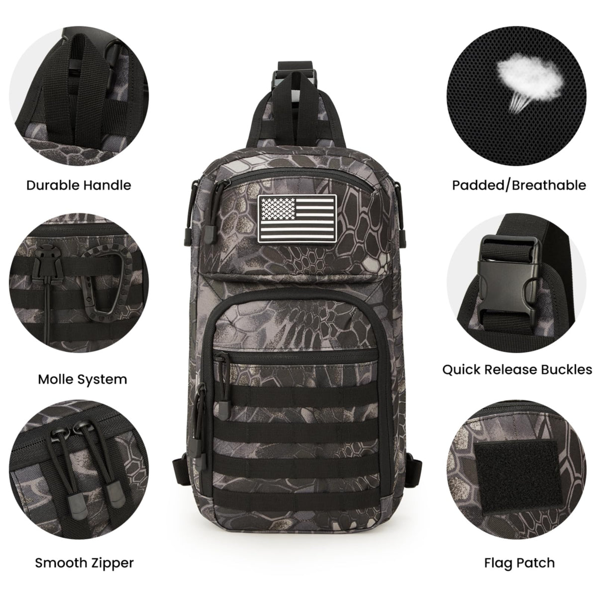 G4Free Activewear - G4Free 10L Tactical EDC Sling Bag -TN23B216B-TN23B216D-TN23B216C-TN23B216A