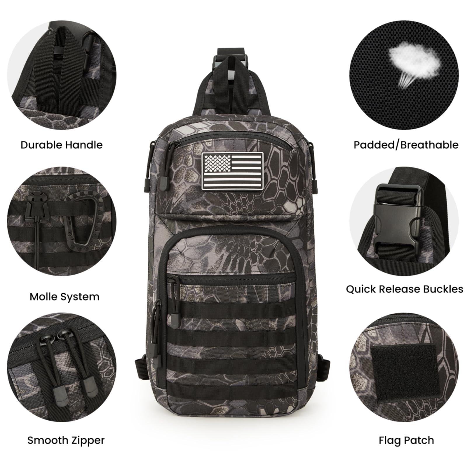 G4Free Activewear - G4Free 10L Tactical EDC Sling Bag -TN23B216B-TN23B216D-TN23B216C-TN23B216A