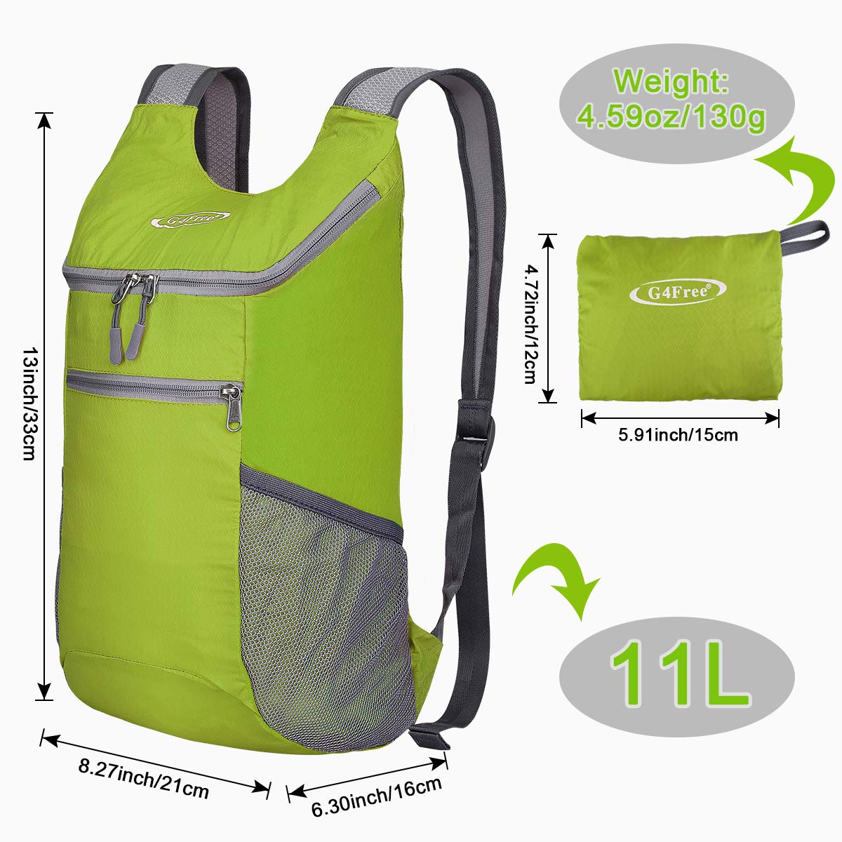 G4Free Activewear - G4Free 11L Lightweight Hiking Backpack for Men And Women -D02V543A-D02V543R-D02V543B-D02V543P-D02V543V