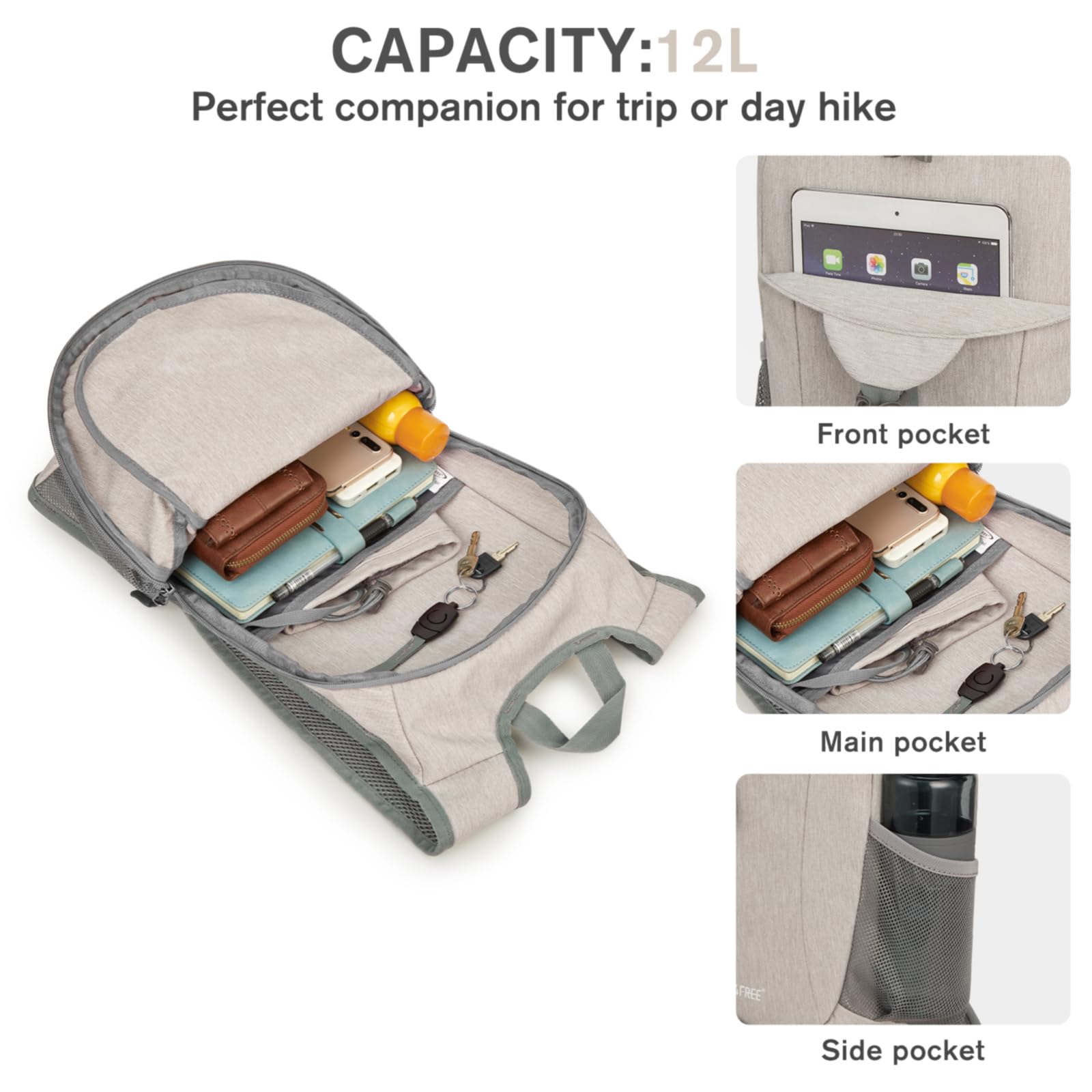 G4Free Activewear - G4Free 12L Hiking Backpack -TN23B237T-TN23B237A-TN23B237E-TN23B237P-TN23B237C