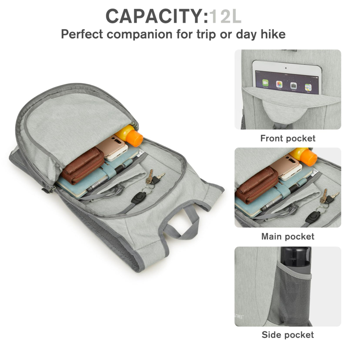 G4Free Activewear - G4Free 12L Hiking Backpack -TN23B237T-TN23B237A-TN23B237E-TN23B237P-TN23B237C