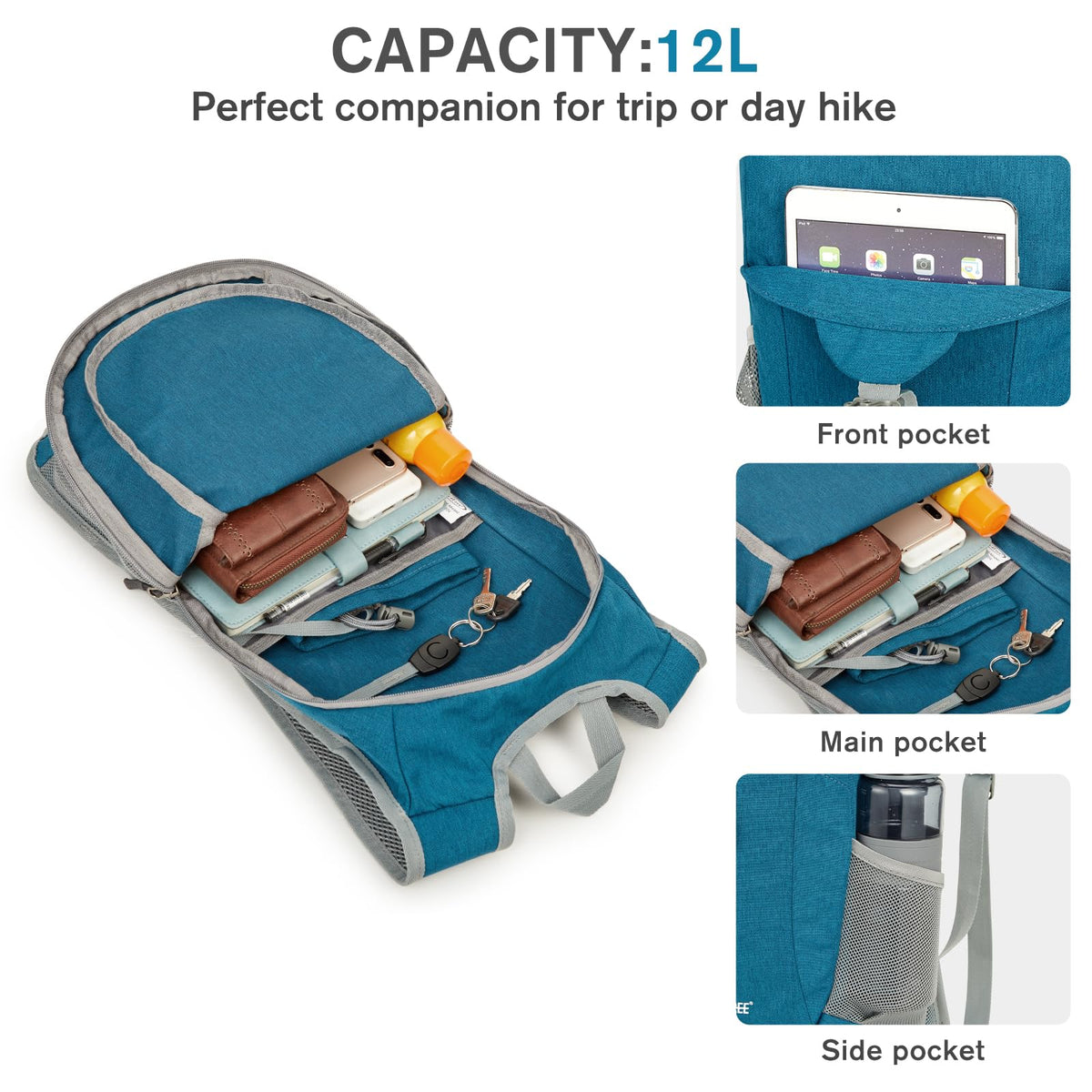 G4Free Activewear - G4Free 12L Hiking Backpack -TN23B237T-TN23B237A-TN23B237E-TN23B237P-TN23B237C