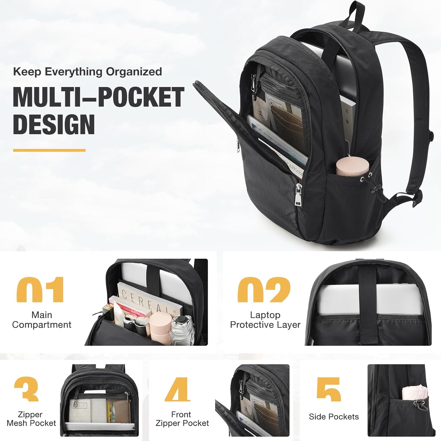 G4Free Activewear - G4Free 15L Hiking Backpack Lightweight Water Resistant Daypack with Adjustable Chest Strap, School College Backpack -TN25B521C-TN25B521B-TN25B521A