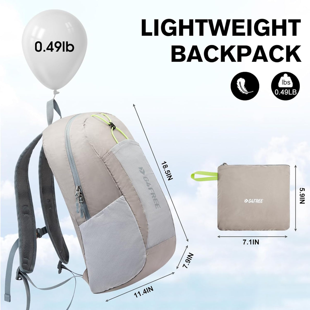 G4Free Activewear - G4Free 24L Small Packable Water Resistant Hiking Travel Backpack -TN23B304B-TN23B304A-TN23B304F-TN23B304D-TN23B304C