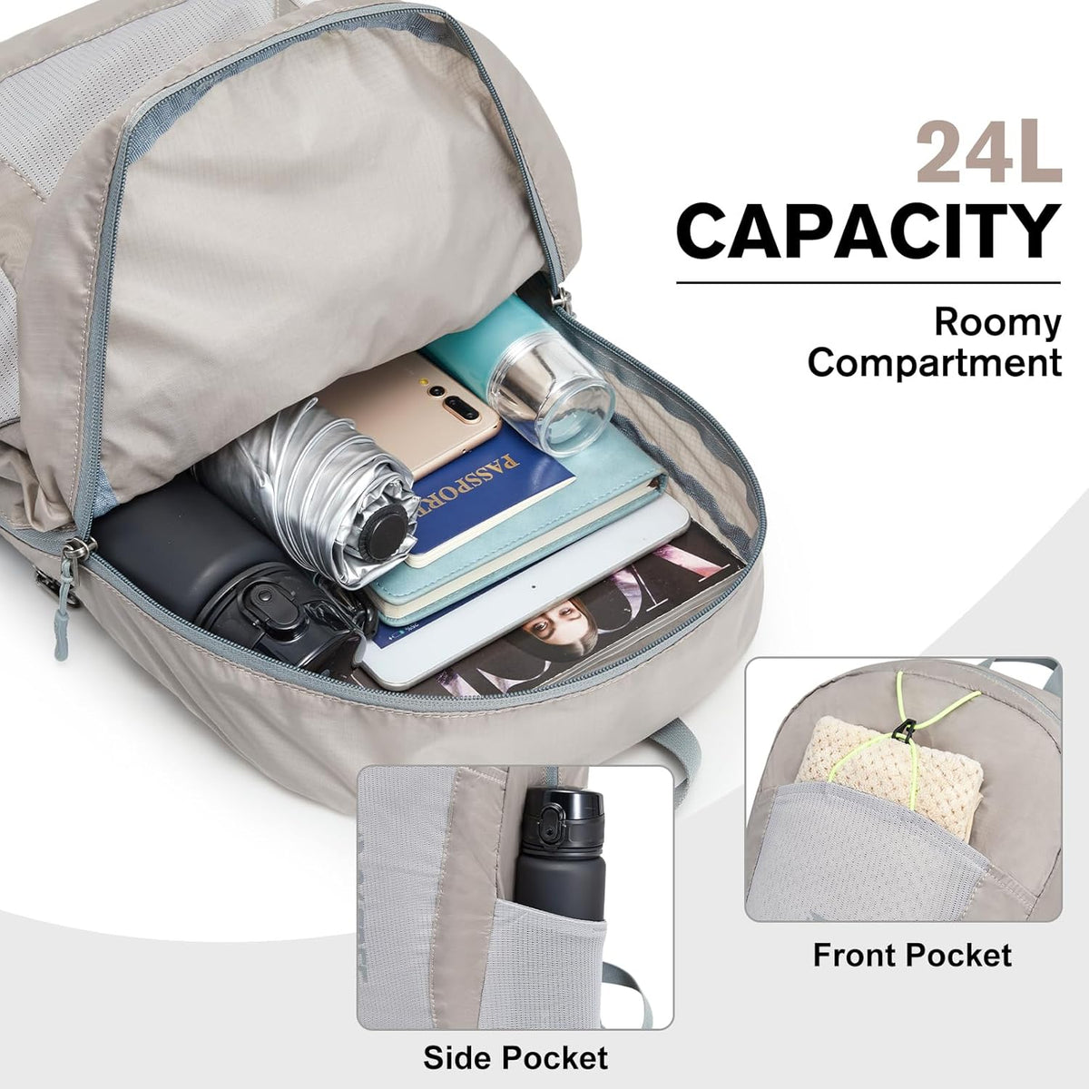 G4Free Activewear - G4Free 24L Small Packable Water Resistant Hiking Travel Backpack -TN23B304B-TN23B304A-TN23B304F-TN23B304D-TN23B304C