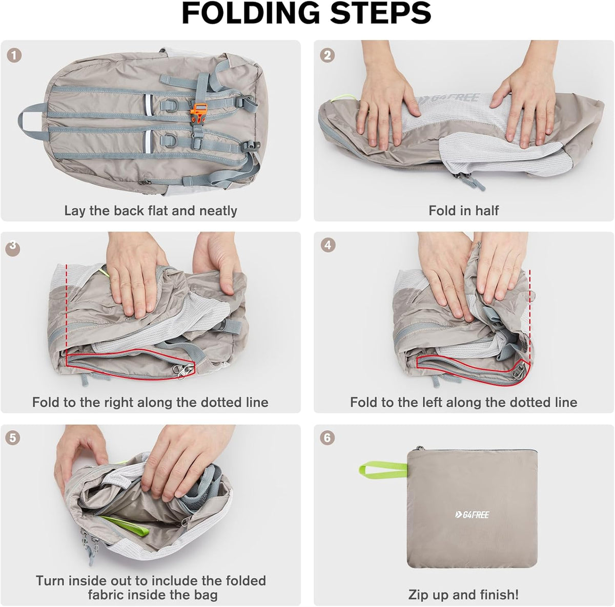 G4Free Activewear - G4Free 24L Small Packable Water Resistant Hiking Travel Backpack -TN23B304B-TN23B304A-TN23B304F-TN23B304D-TN23B304C