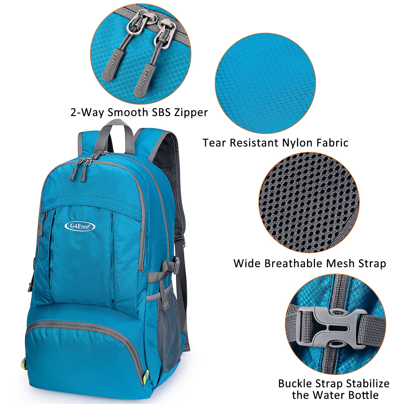 G4Free Activewear - G4Free 40L Lightweight Packable Hiking Backpack -D02V707A-D02V707J-D02V707E-D02V707F-D02V707C