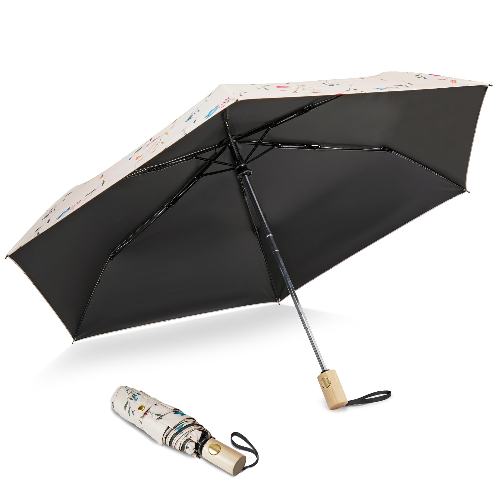 G4Free Activewear - G4Free 42Inch UPF 50+ UV Protection Wooden Handle Travel Umbrella -NT22A148I-NT22A148J-NT22A148B-NT22A148C-NT22A148F