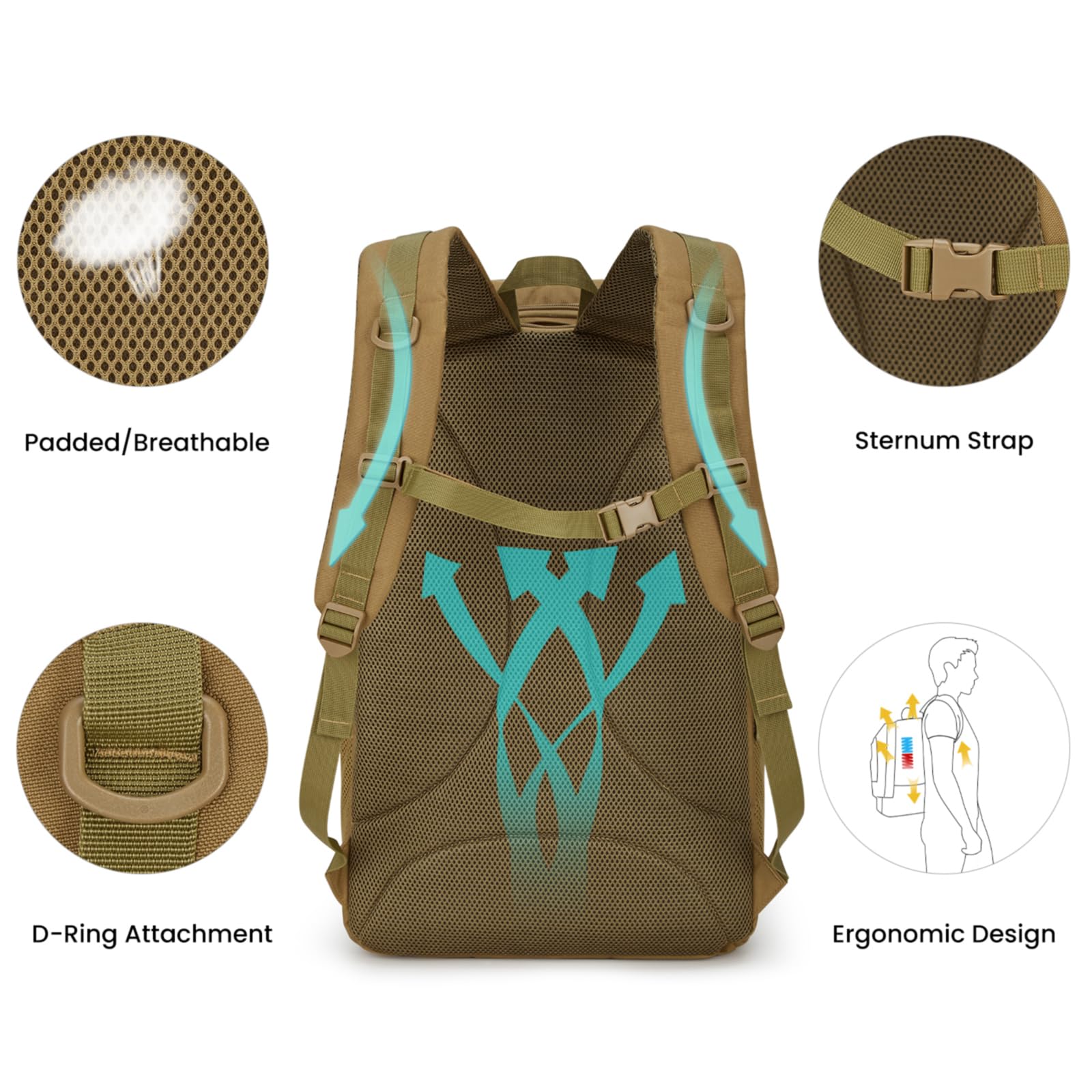 G4Free Activewear - G4Free 45L Military Tactical Backpack -TN23B193A-TN23B193C-TN23B193B