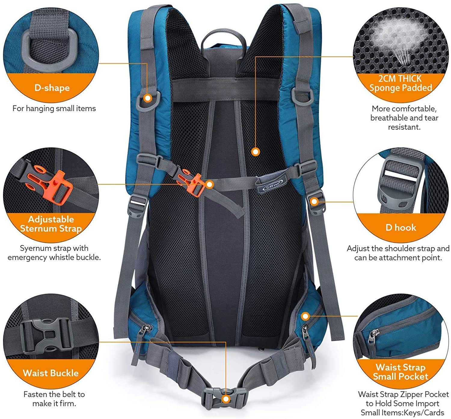 G4Free Activewear - G4Free 45L Waterproof Hiking Travel Backpack with Rain Cover -D02V648A-D02V648B-D02V648C-D02V648D