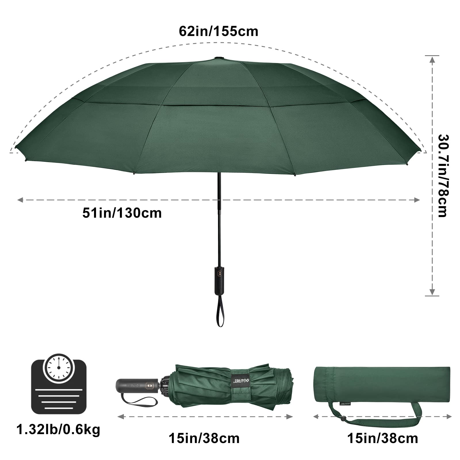 G4Free Activewear - G4Free 46/54/62 Inch Large Compact Golf Umbrella Windproof 10 Ribs -TN23A229B-TN23A230B-TN22A110B-TN23A229A-TN23A230A