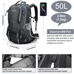 G4Free Activewear - G4Free 50L Hiking Backpack with Rain Cover for Men Women -D01V031A-D01V031D-D01V031F-D01V031B-D01V031G