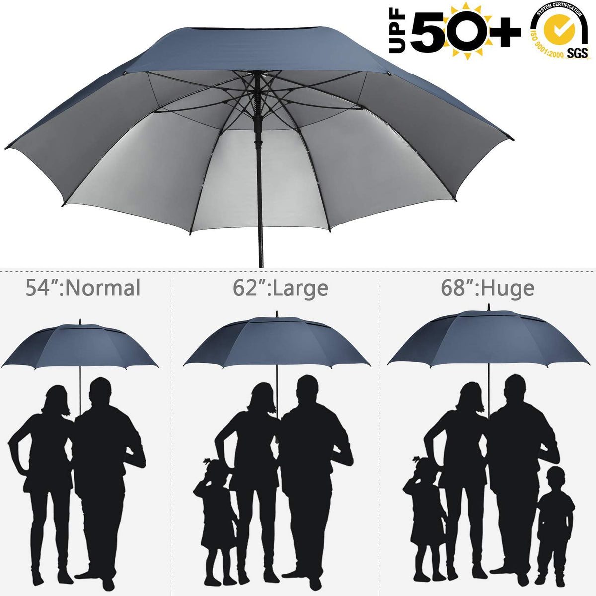 G4Free Activewear - G4Free 54/62/68 Inch UV Protection Auto Open Double Canopy Sun Rain Umbrella -D02V686A-D02V682A-D02V558A-D02V686B-D02V682B