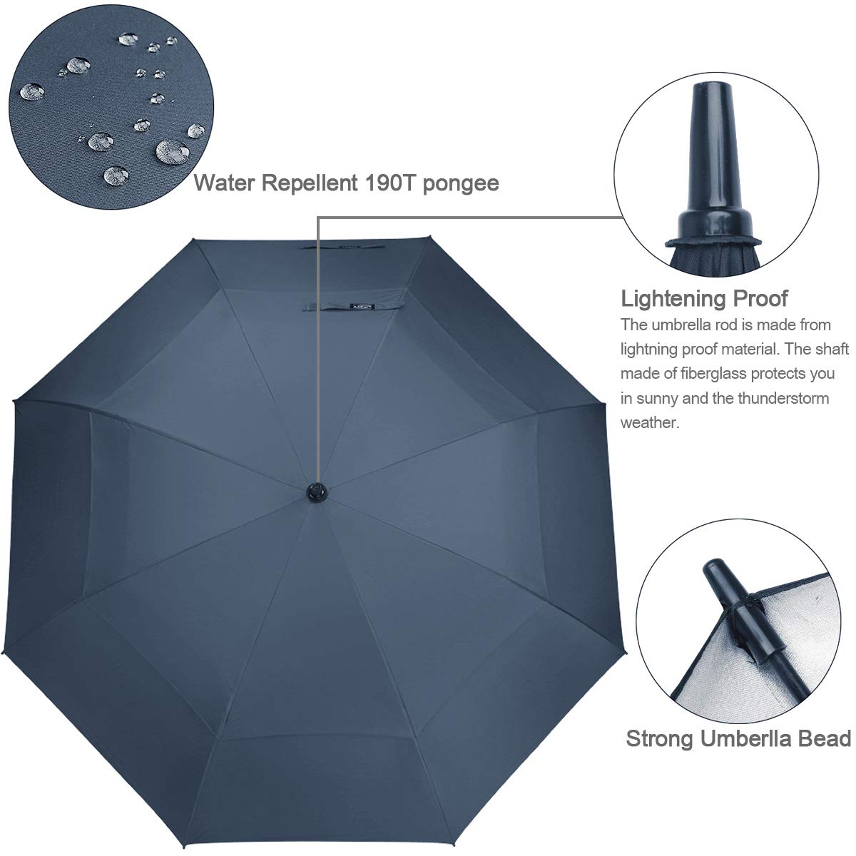 G4Free Activewear - G4Free 54/62/68 Inch UV Protection Auto Open Double Canopy Sun Rain Umbrella -D02V686A-D02V682A-D02V558A-D02V686B-D02V682B