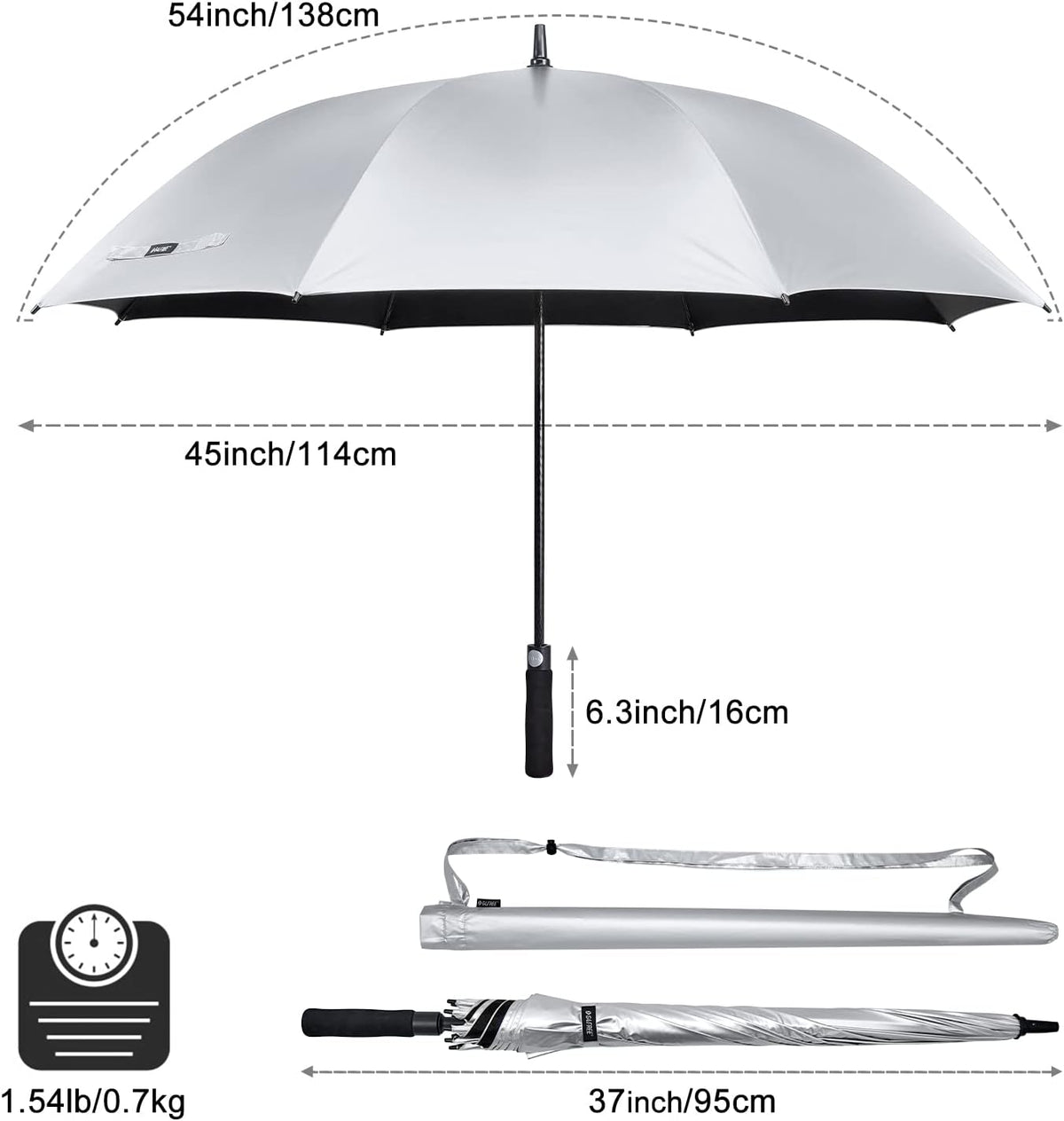 G4Free Activewear - G4Free 54/62 Inch Windproof UV Protection Extra Large Auto Stick Long Umbrella -TN21A012C-TN23A187C-TN21A012A-TN23A187A-TN21A012B